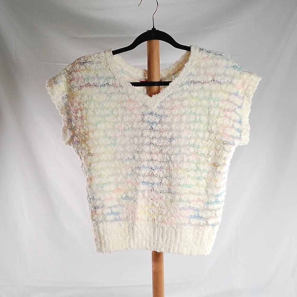 Vintage Anthony's Popcorn Knit Sweater Vest Women's Pastel Speckled